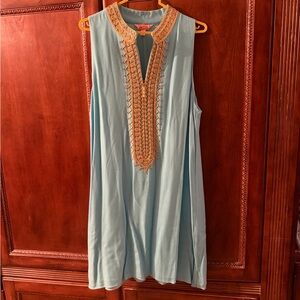 Lilly Pulitzer Aqua Dress with Tangerine Detailing